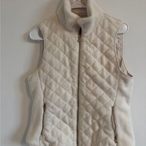 Abercrombie & Fitch Ivory Fleece Full Zip Vest Women’s Sz M Outdoor Preppy